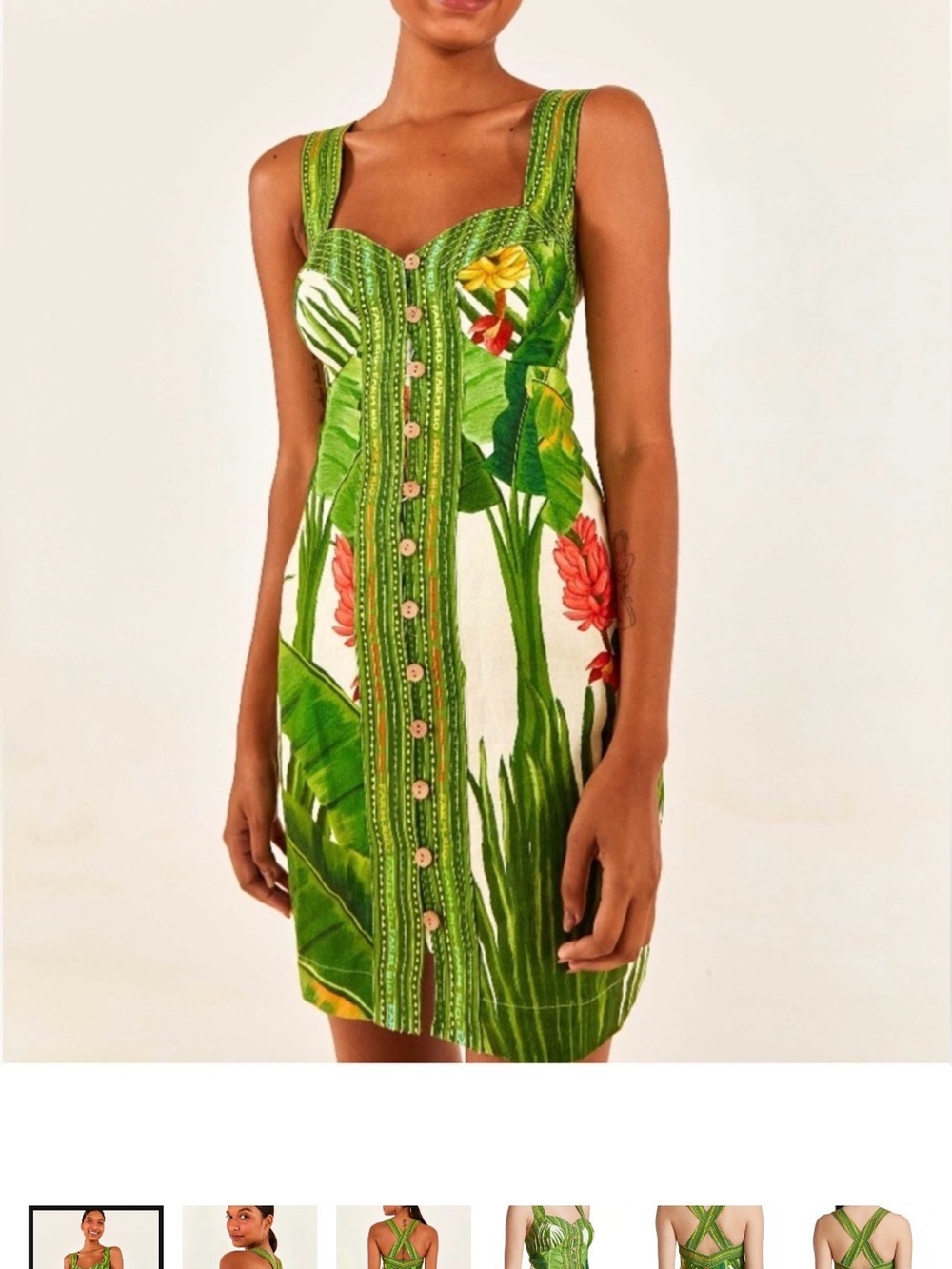 FARM Rio Fresh Forest Scarf Button-Down Mini Dress